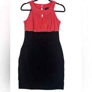 Enfocus Studio Coral and Black Mini Dress